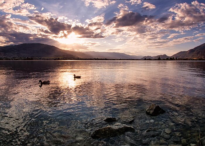 Canada Greeting Card featuring the photograph Osoyoos Lake Sunset by Allan Van Gasbeck