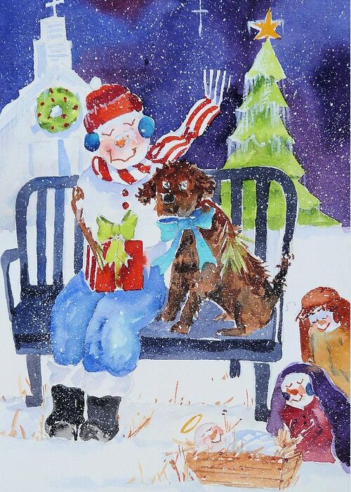 Christmas Art Greeting Card featuring the painting Our Gift to Him by Suzy Pal Powell