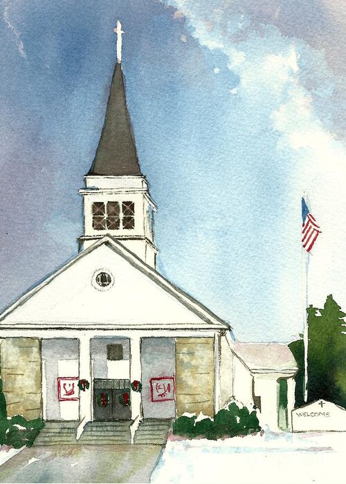 Church Greeting Card featuring the painting Our Lady of Good Counsel West Boylston MA by Lynn Babineau