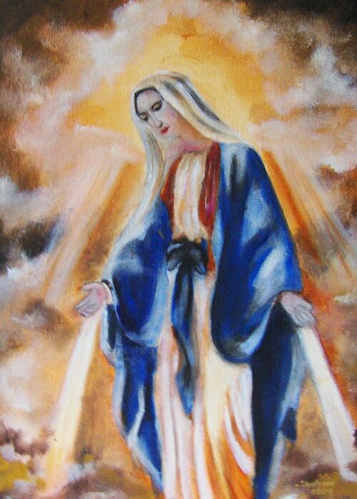 Art Greeting Card featuring the painting Our Lady by Ryszard Ludynia
