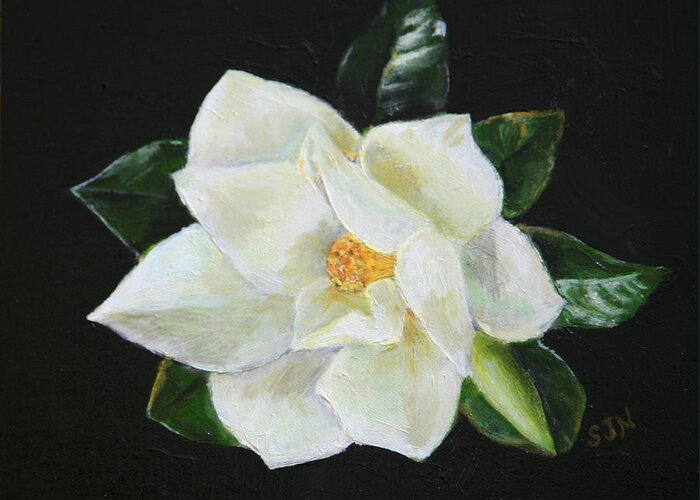 Magnolia Greeting Card featuring the painting Our Magnolia by Sandra Nardone