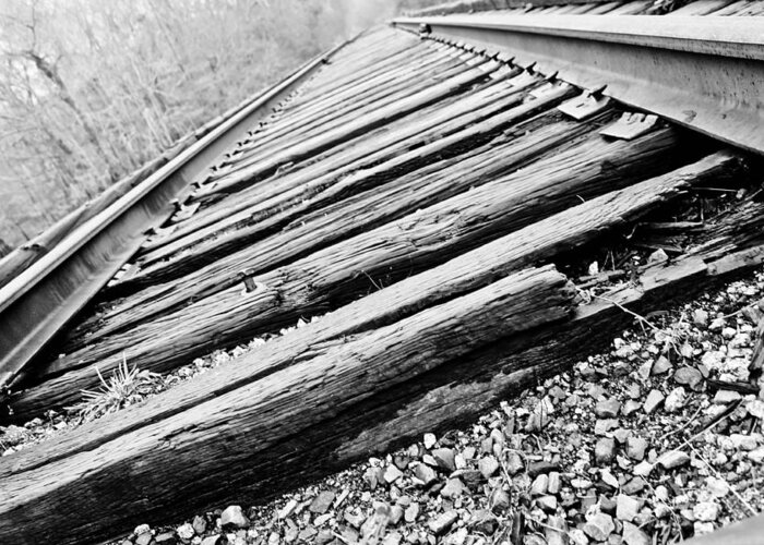 Broken Train Tracks Greeting Card featuring the photograph Out of Order by Jessica Brown