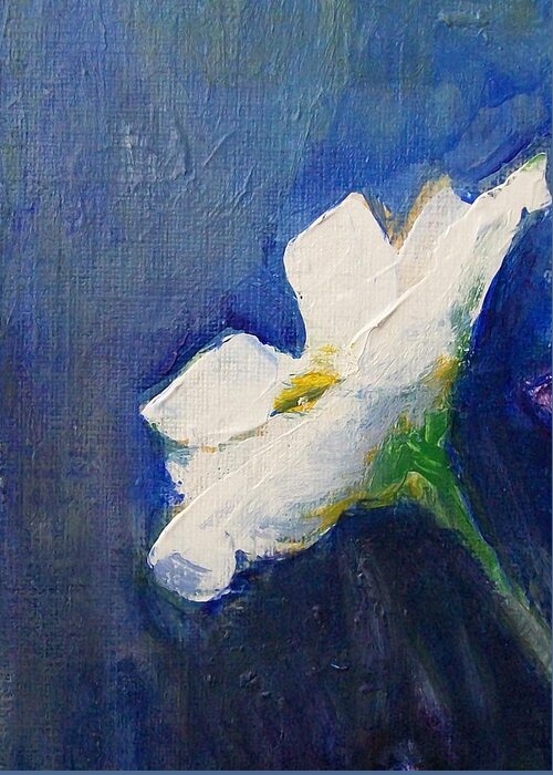 Floral Greeting Card featuring the painting Out Of The Blue by Jane See