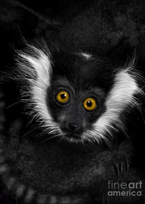 Lemur Greeting Card featuring the digital art Out Of The Dark by Mary Eichert