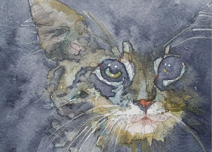 Tabby Greeting Card featuring the painting Out The Blue You Came To Me by Paul Lovering