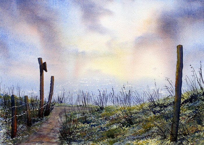 Landscape Greeting Card featuring the painting Out to Sea.. Morning Mist by Glenn Marshall