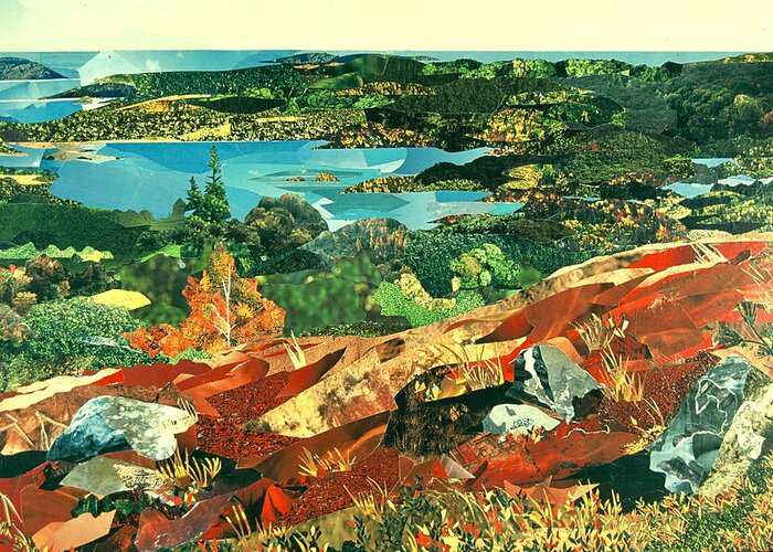 Maine Greeting Card featuring the mixed media Overlooking the Bay by Robin Birrell