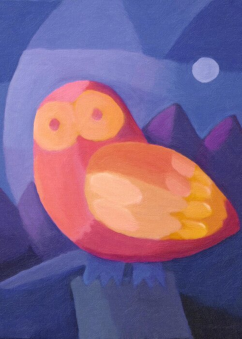Bird Greeting Card featuring the painting Owl by Lutz Baar