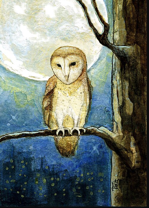 Owls Greeting Card featuring the painting Owl Moon by Terry Webb Harshman