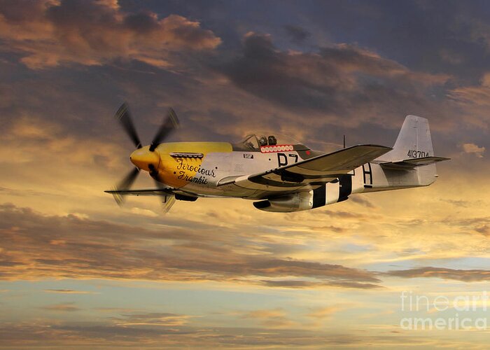 P51 Mustang Greeting Card featuring the digital art P-51 Ferocious Frankie by Airpower Art