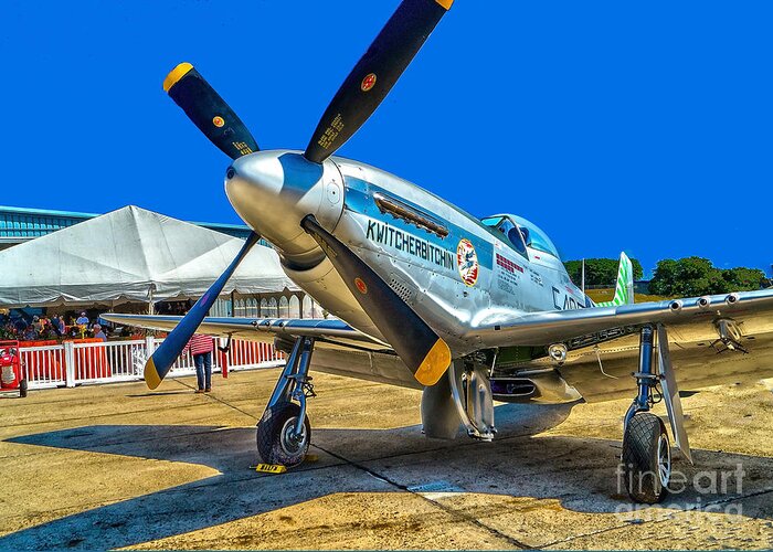 P51 Greeting Card featuring the photograph P51 Mustang Kwitcherbitchin by Nick Zelinsky Jr