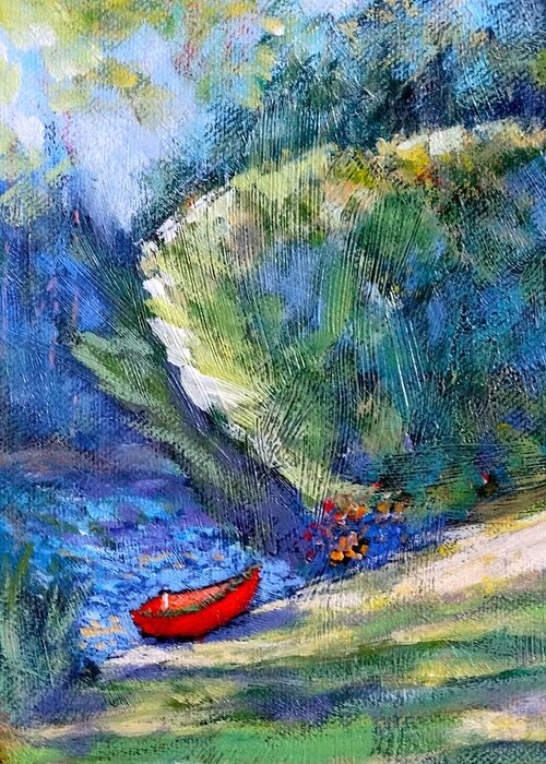 Boat Greeting Card featuring the painting Pacific NW Light #2 by Charles Munn