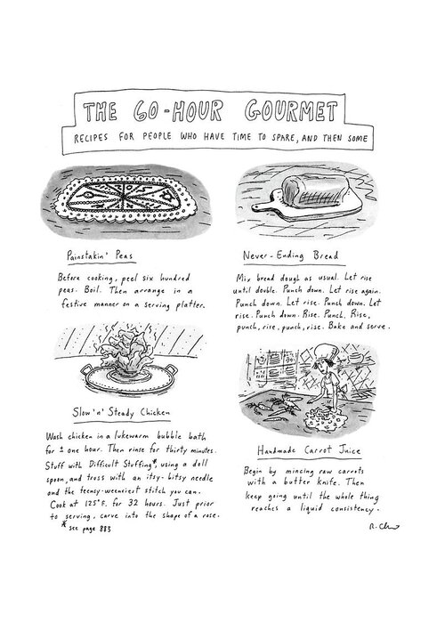 Dining Greeting Card featuring the drawing Painstakin' Peas by Roz Chast