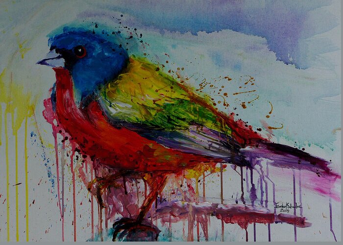 Painting Greeting Card featuring the painting Painted Bunting by Isabel Salvador