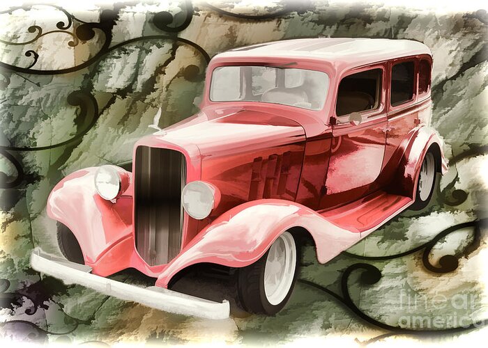 Painting Greeting Card featuring the painting Painting 1933 Chevrolet Chevy Sedan Classic Car in Color 3161.0 by M K Miller