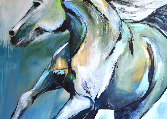 Horse Greeting Card featuring the painting Pale Horse by Cher Devereaux