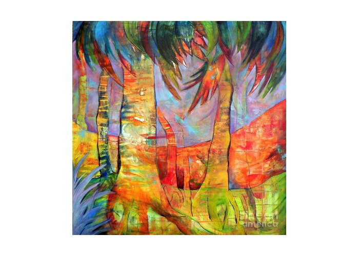Landscape Greeting Card featuring the painting Palm Jungle by Elizabeth Fontaine-Barr