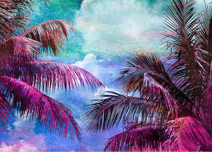 Palm Trees Greeting Card featuring the photograph Palmscape Paradise by Laura Fasulo