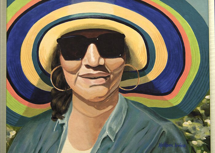 Portrait Greeting Card featuring the painting Palm Springs Weekend by Kathleen Irvine