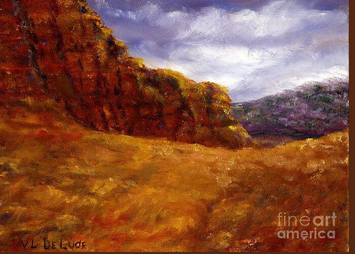 Palo Duro Greeting Card featuring the painting Palo Duro Canyon Texas Hand Painted Art by Lenora De Lude