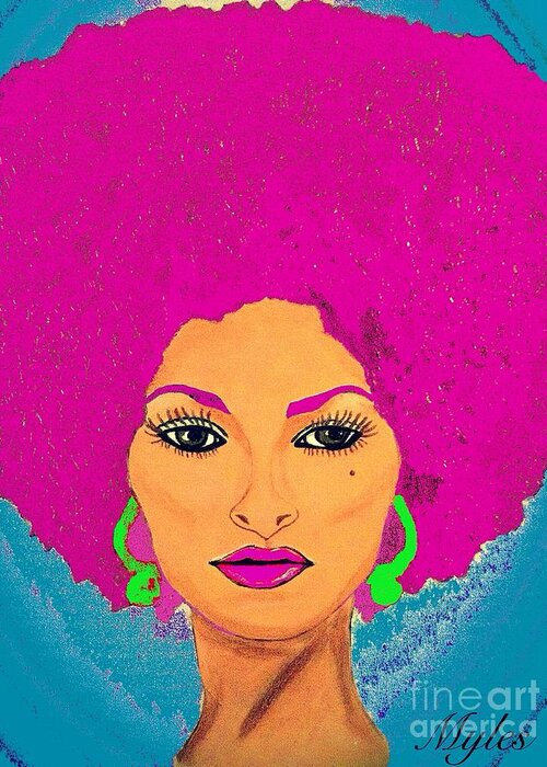 Pam Grier Greeting Card featuring the painting Pam Grier Bold Diva c1979 Pop Art by Saundra Myles