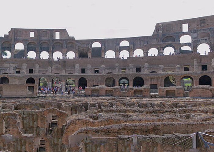 Panoramic Greeting Card featuring the photograph Panoramic View of the Colosseum by Allan Levin