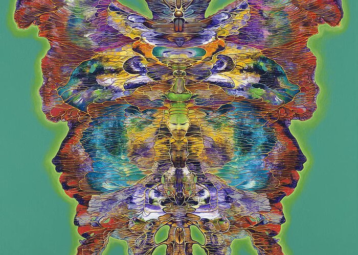 Butterfly Greeting Card featuring the painting Papalotl Series Vlll by Ricardo Chavez-Mendez