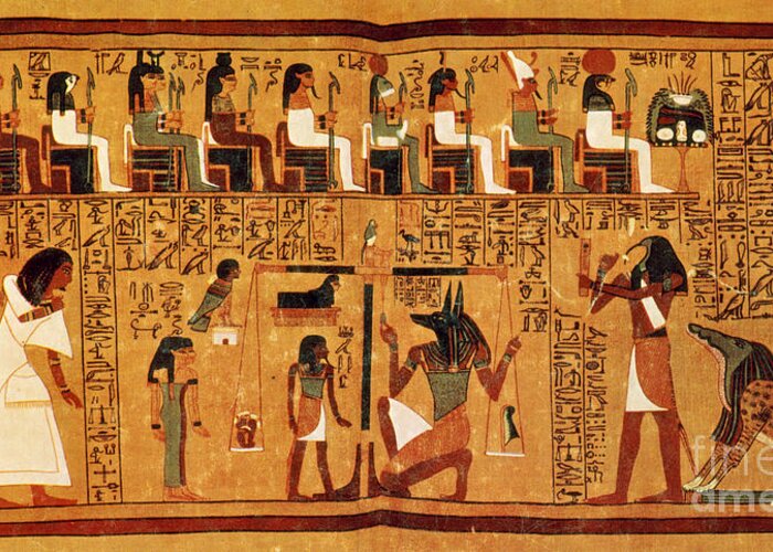 Religion Greeting Card featuring the photograph Papyrus Of Ani, Weighing Of The Heart by Science Source