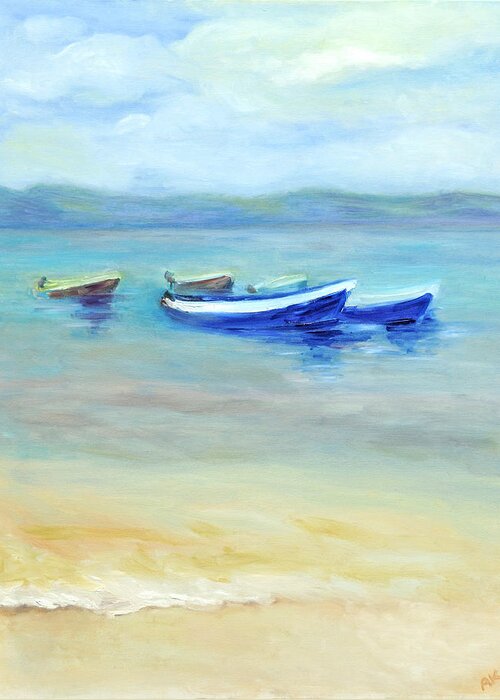 Ocean Greeting Card featuring the painting Paradise Island by Barbara Anna Knauf