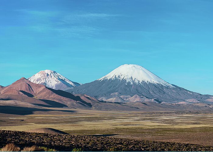 Scenics Greeting Card featuring the photograph Parinacota Volcano In Lauca National by Hadynyah