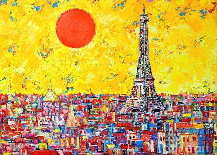 Paris Greeting Card featuring the painting Paris In Sunlight by Ana Maria Edulescu