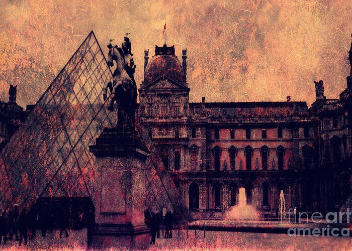 Louvre Museum Photo Paintings Greeting Card featuring the photograph Paris Louvre Museum - Musee du Louvre - Louvre Pyramid by Kathy Fornal