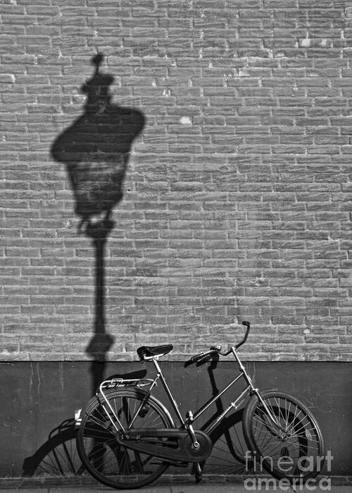 Bike Greeting Card featuring the photograph Parked under the lamp post by Inge Riis McDonald
