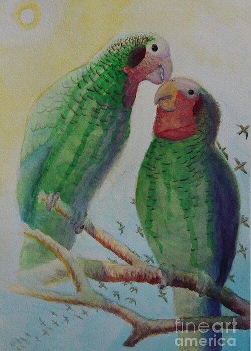 Sun Greeting Card featuring the painting Parrots Paradise by Jerome Wilson