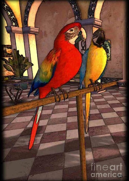 Parrot Greeting Card featuring the digital art Parrots1 by Susanne Baumann