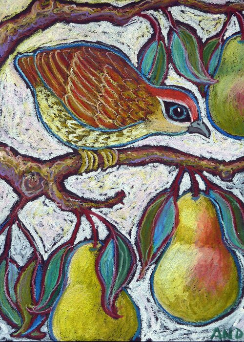 Partridge In A Pear Tree Greeting Card featuring the painting Partridge in a Pear Tree 3 by Ande Hall
