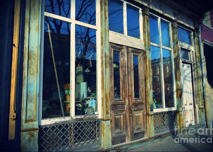 Old Store Greeting Card featuring the photograph Weathered Storefront by Stacie Siemsen