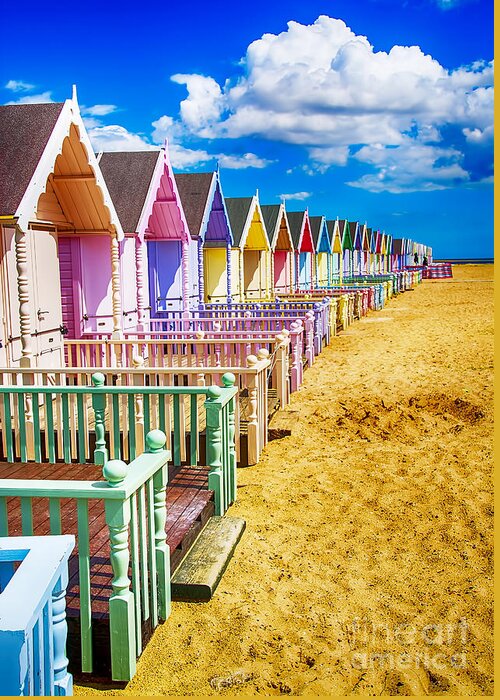 Beach Huts Canvas Greeting Card featuring the photograph Pastel Beach Huts 2 by Chris Thaxter