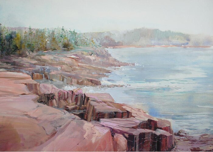Seacoast Greeting Card featuring the painting Pastel Cove by P Anthony Visco