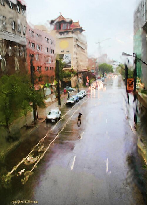 Street Greeting Card featuring the photograph Pastel Drizzle by Aleksander Rotner
