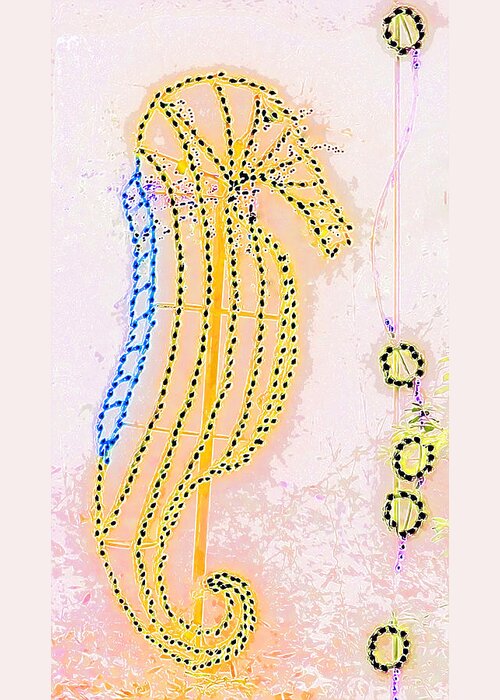 Digital Art Greeting Card featuring the photograph Pastel Seahorse in Lights by Marian Bell