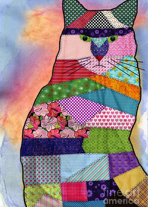 Abstract Greeting Card featuring the photograph Patchwork Kitty by Juli Scalzi