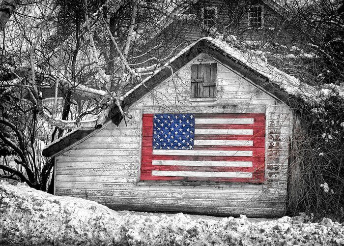 Artwork Landscapes Greeting Card featuring the photograph Patriotic American shed by Jeff Folger