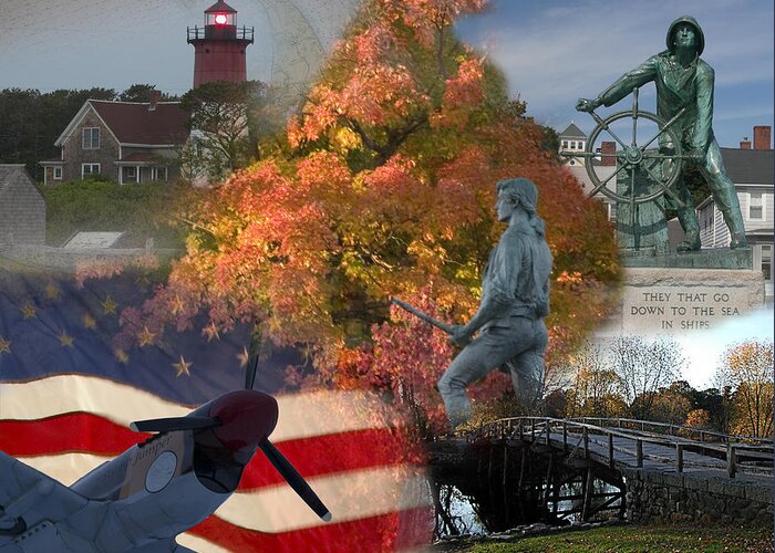 Concord Bridge Greeting Card featuring the photograph Patriotic Massachusetts by Jeff Folger
