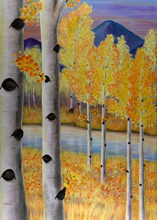 Aspen Greeting Card featuring the painting Peace Like a River I by Elizabeth Golden