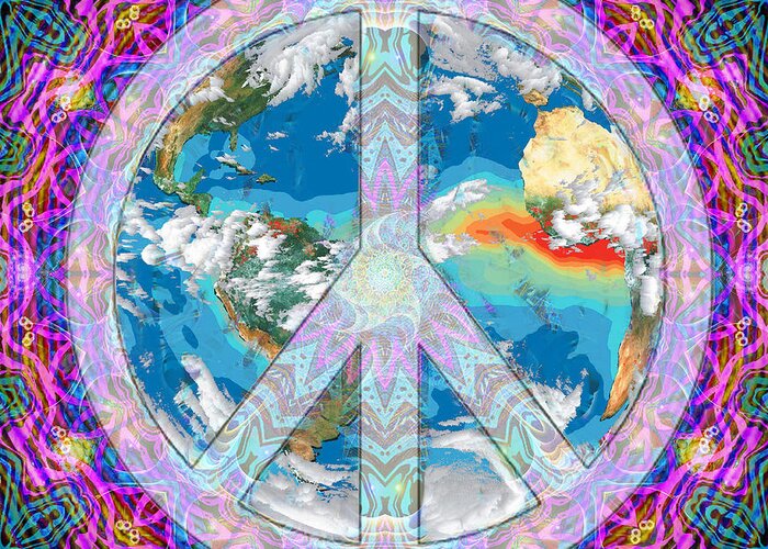 Peace Symbol Greeting Card featuring the digital art Peace on Earth by Amelia Carrie