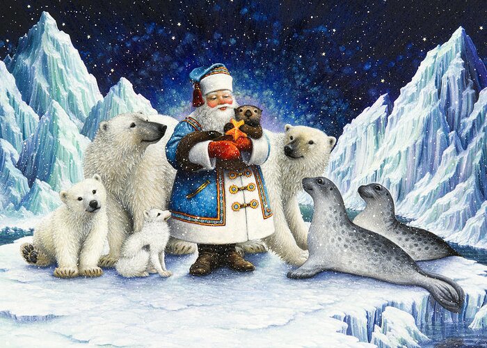 Santa Claus Greeting Card featuring the painting Peace On Earth by Lynn Bywaters