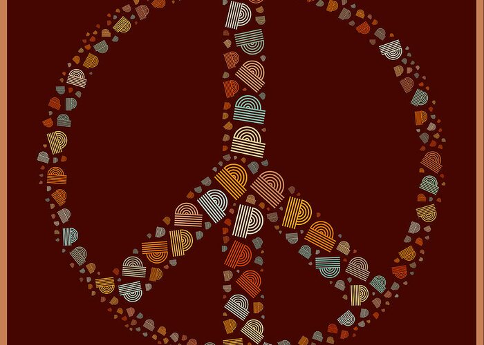 Brown Greeting Card featuring the digital art Peace Symbol Design - s05d by Variance Collections