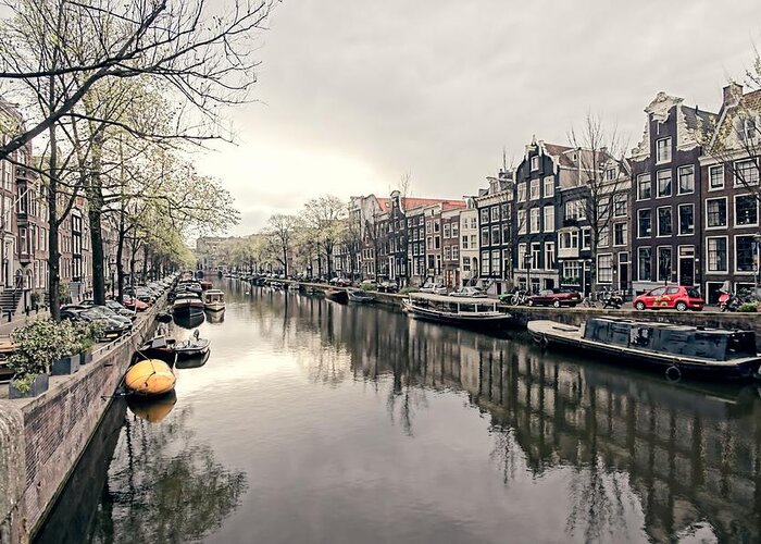 Amsterdam Greeting Card featuring the photograph Peaceful Canal by Jenny Hudson