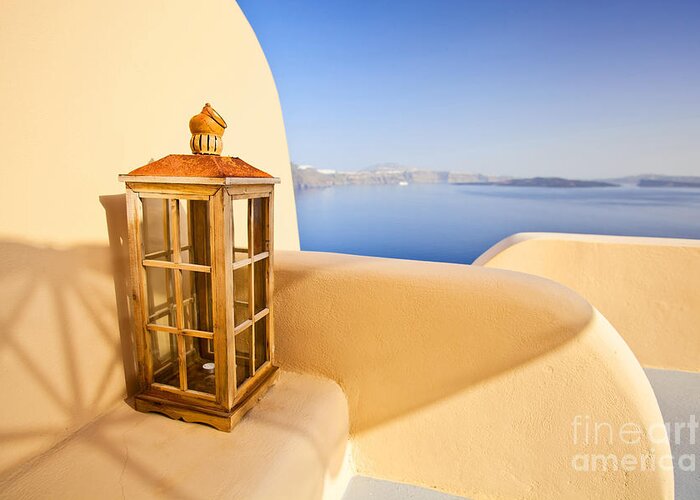 Santorini Greeting Card featuring the photograph Peaceful hour by Aiolos Greek Collections